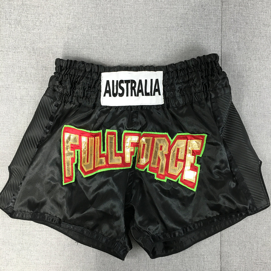 Full Force Mens Kick Boxing Shorts Size M Black Australia Mauy Thai Fight