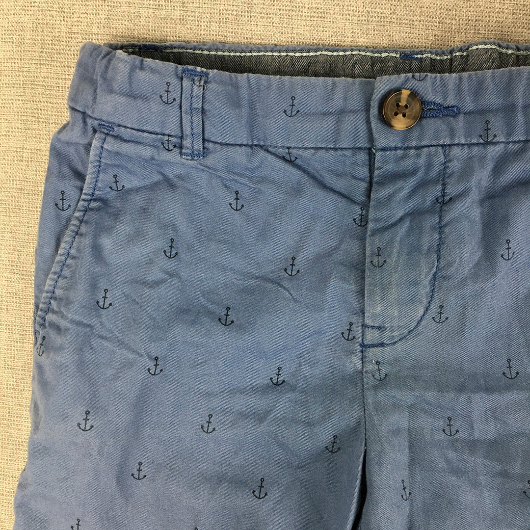 H&M Kids Boys Shorts Size 5 Years Blue Anchor Pockets Chino