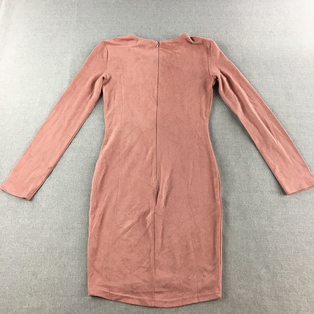 Lost Muse Womens Dress Size 8 Pink Long Sleeve Midi Pencil