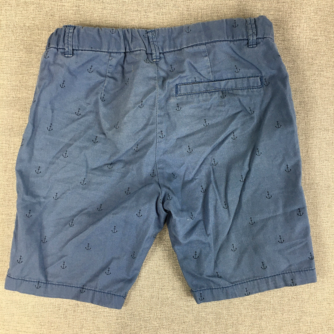 H&M Kids Boys Shorts Size 5 Years Blue Anchor Pockets Chino