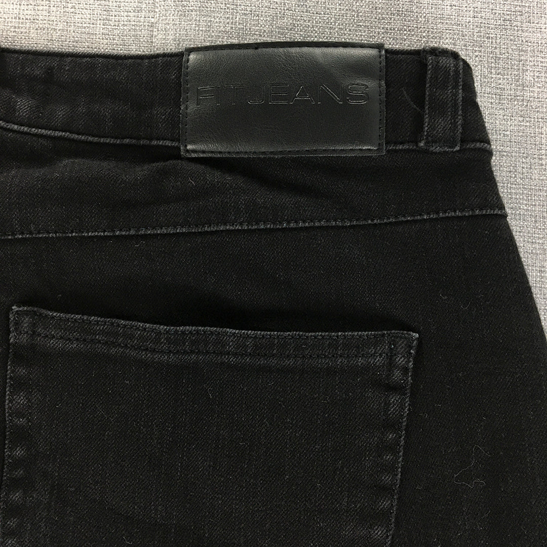 Fit Jeans Womens Size L Black Skinny Stretch Dark Wash Denim