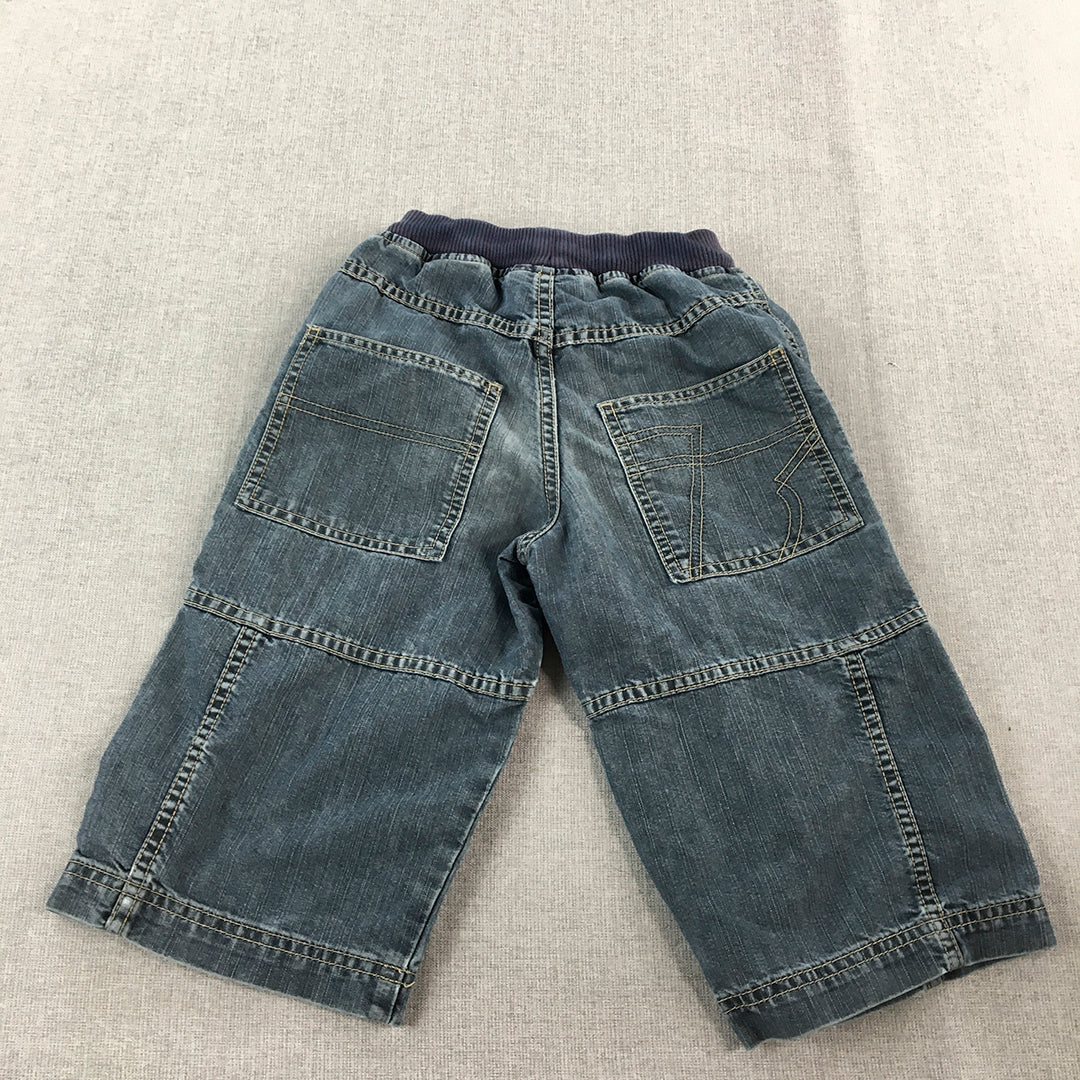 Timberland Kids Boys Denim Shorts Size 6 Blue Logo Elastic Waist Jorts