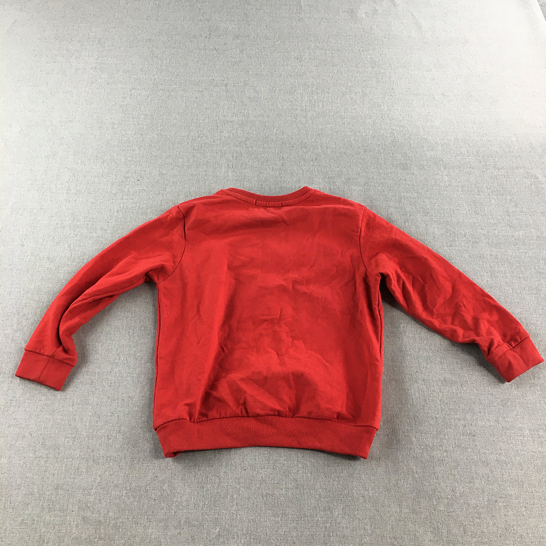 Zara Kids Girls Sweater Size 7 - 8 Years Red Good Vibes Crew Neck Jumper