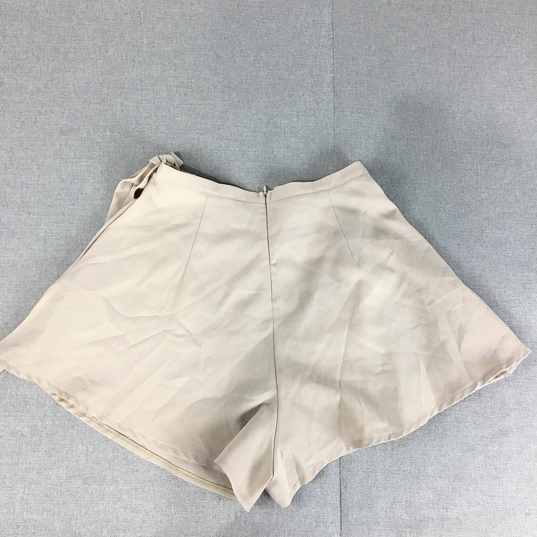 Alive Girl Womens Shorts Size 8 Brown Wrap Skirt Attachment Bermuda