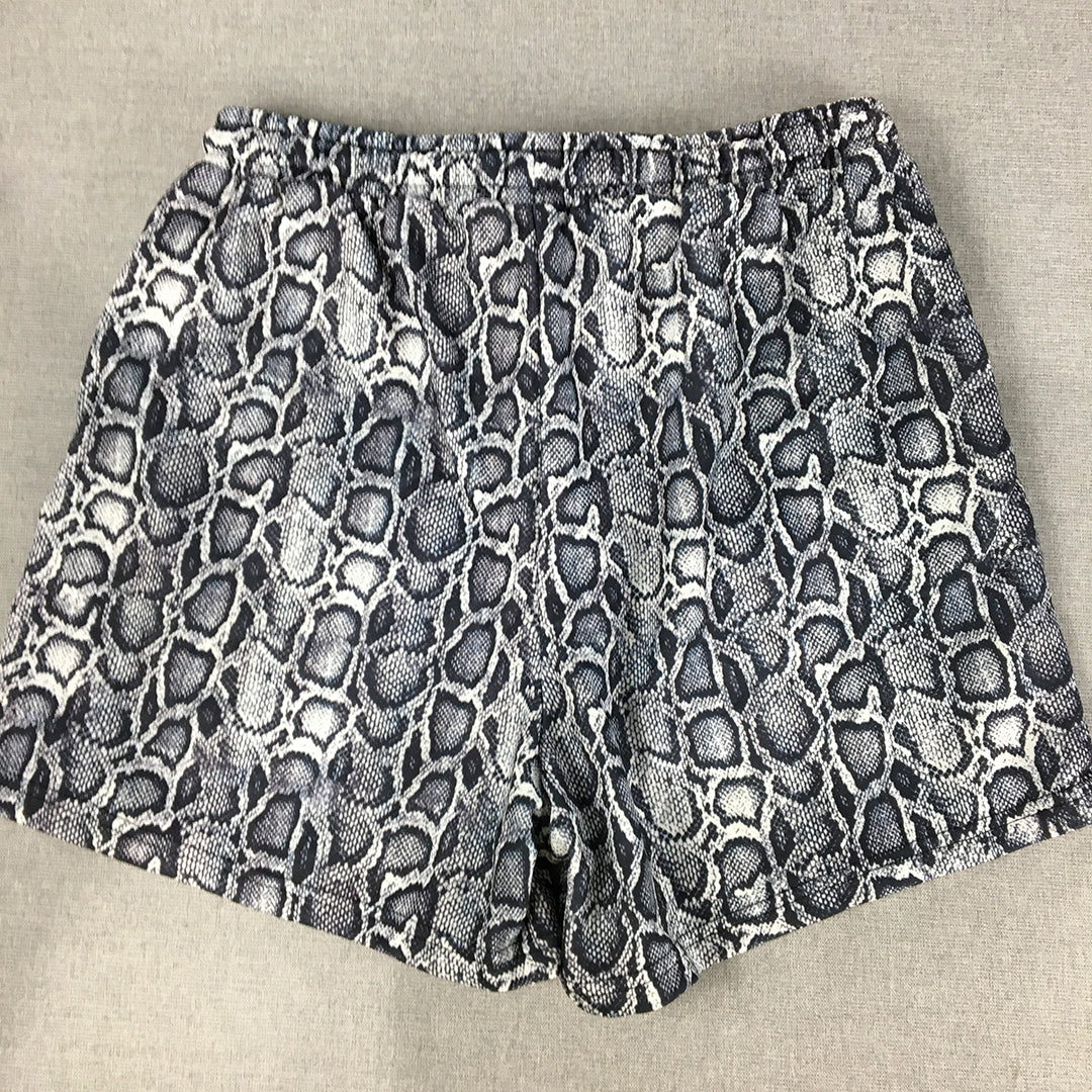 Unit Womens Shorts Size M (12) Blue Snakeskin Pattern Athletic Running Gym