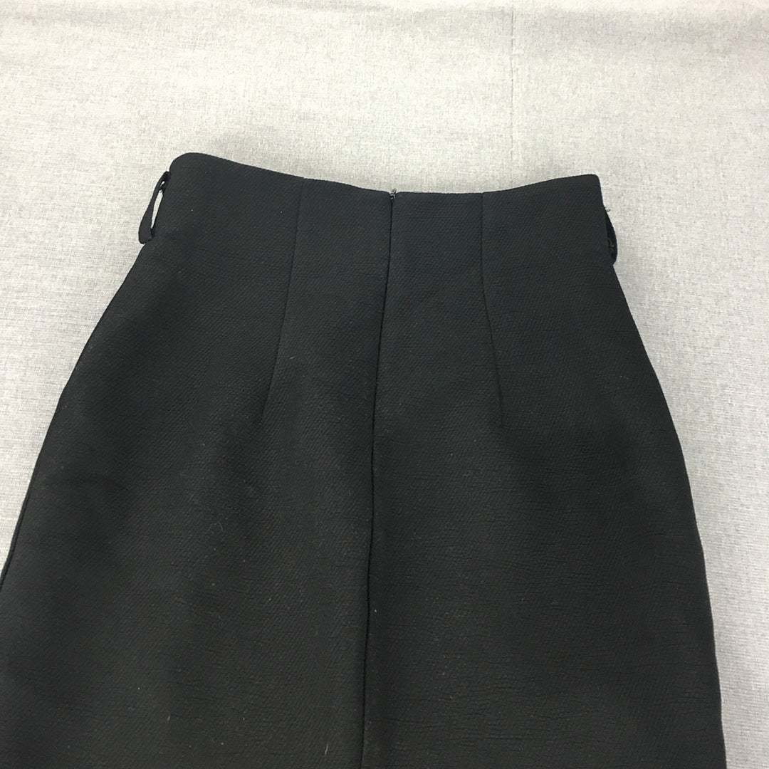 Delilah Womens Maxi Skirt Size 10 Black Button Straight Pencil Pleated