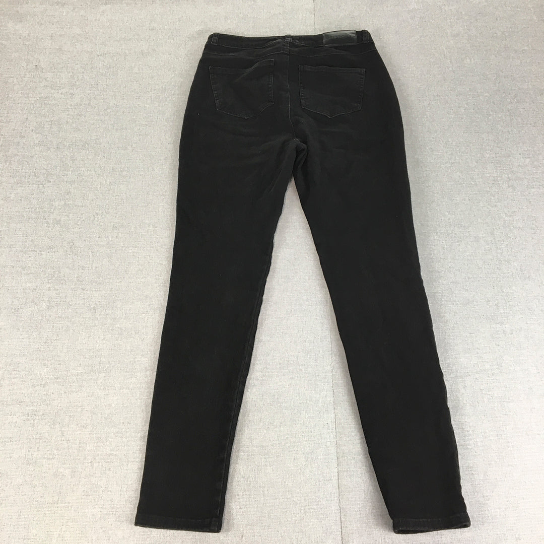 Fit Jeans Womens Size L Black Skinny Stretch Dark Wash Denim