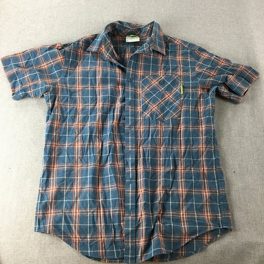 Kathmandu Mens Shirt Size M Blue Orange Short Sleeve Button-Up Pocket