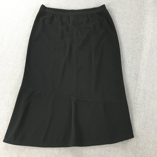 Jump Womens Midi Skirt Size S Black Pencil Stretch Fabric Elastic Waist