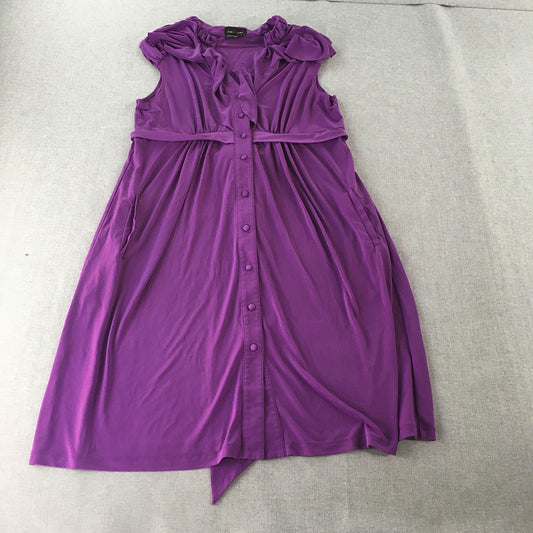 Max And Cleo Womens Mini Dress Size 14 Purple Stretch Fabric A-Line Ruched