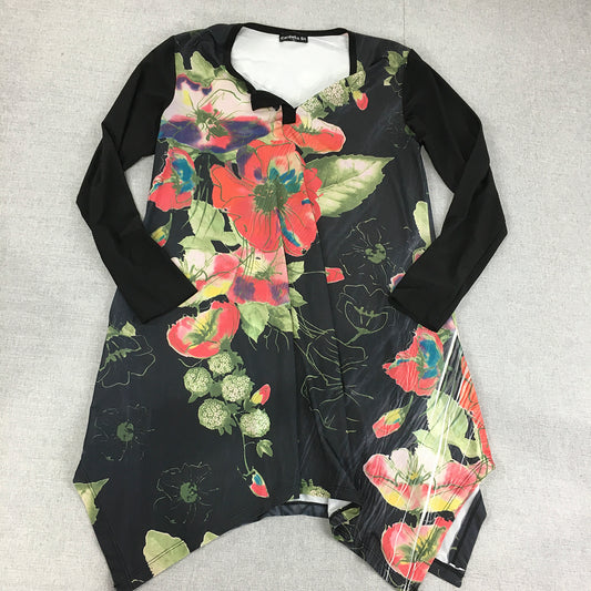 Cordelia St Womens Mini Dress Size 10 Black Floral Long Sleeve