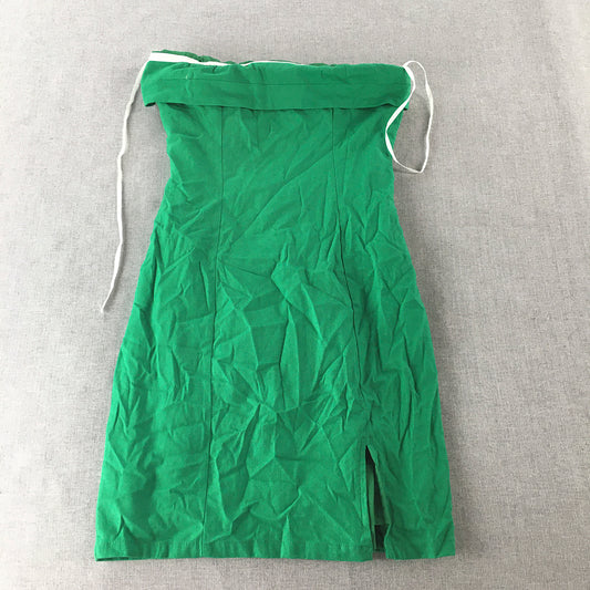 Rumor Womens Strapless Linen Mini Dress Size 6 Green