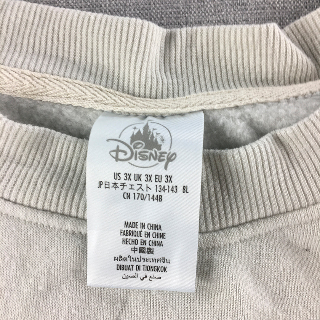 Disneyland Womens Sweater Size 3XL Grey Big Embroidered Mickey Mouse Disney