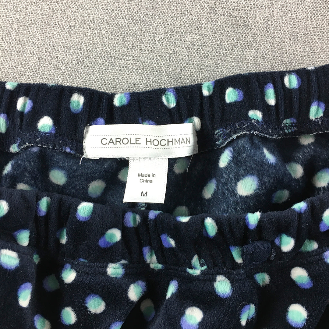 Carole Hochman Womens Lounge Pants Size M Blue Dot Elastic Waist Jogger