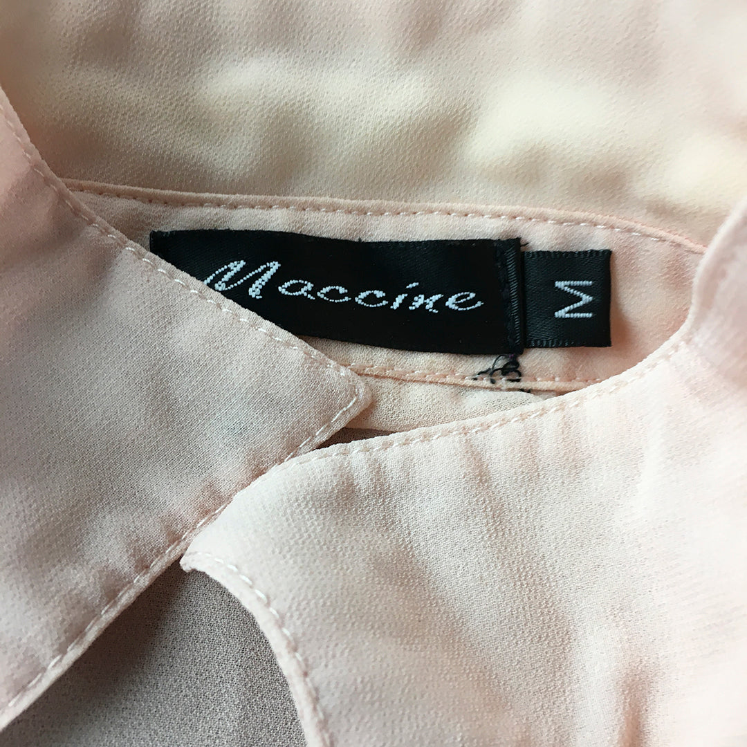 Maccine Womens Shirt Size M Pink Floral Long Sleeve Button-Up