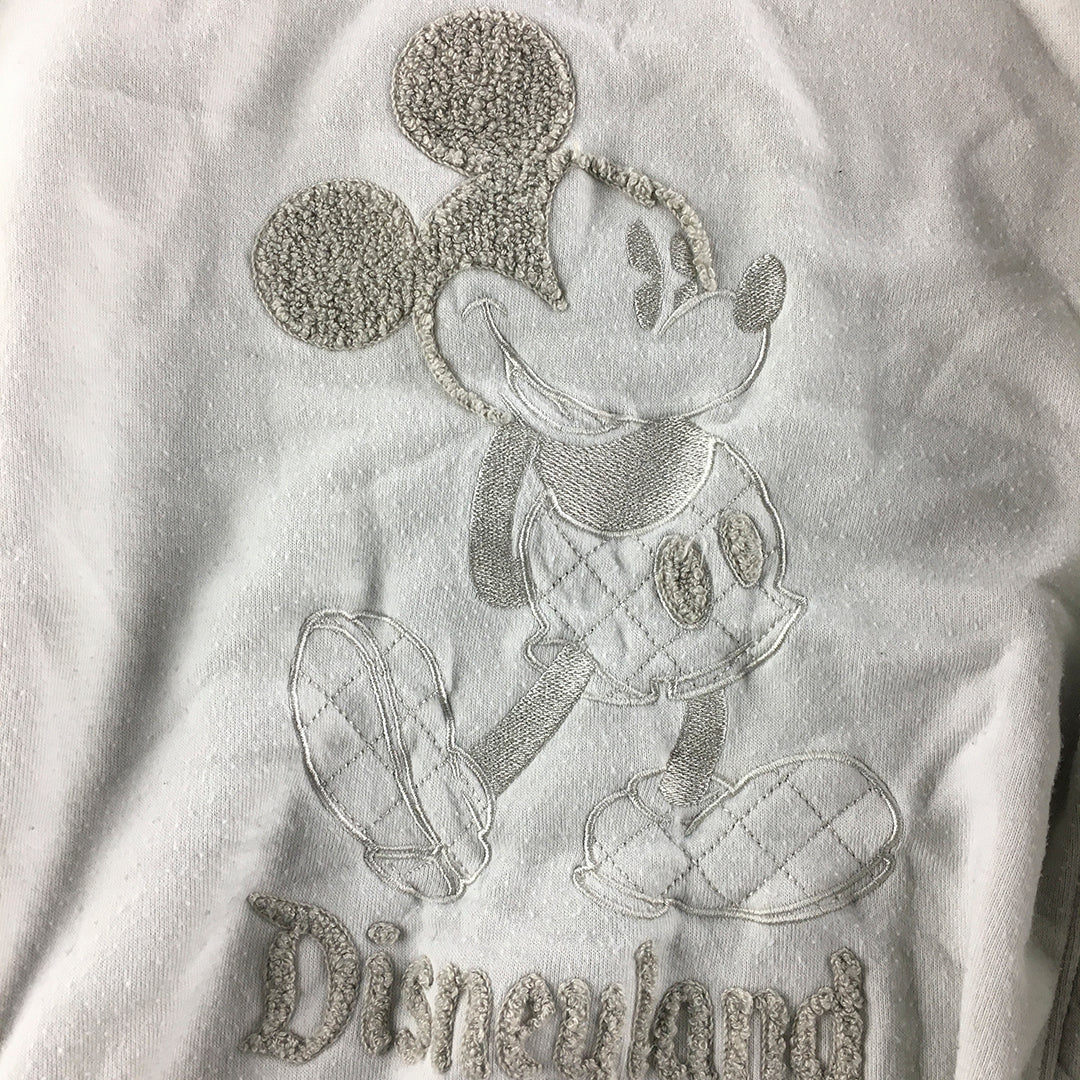 Disneyland Womens Sweater Size 3XL Grey Big Embroidered Mickey Mouse Disney