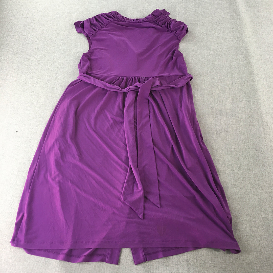 Max And Cleo Womens Mini Dress Size 14 Purple Stretch Fabric A-Line Ruched