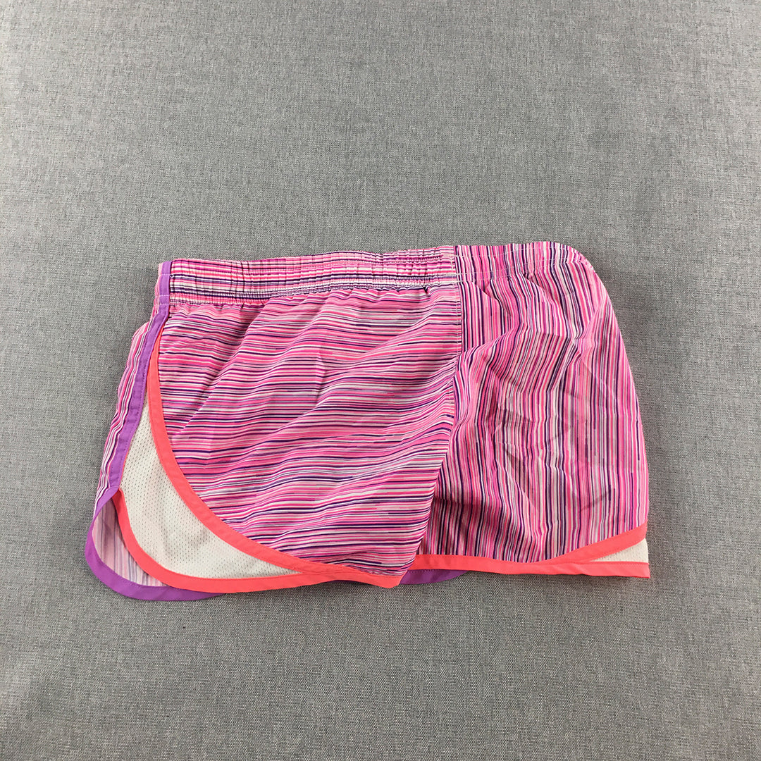 Under Armour Kids Girls Shorts Youth Size M Pink Striped Elastic Waist