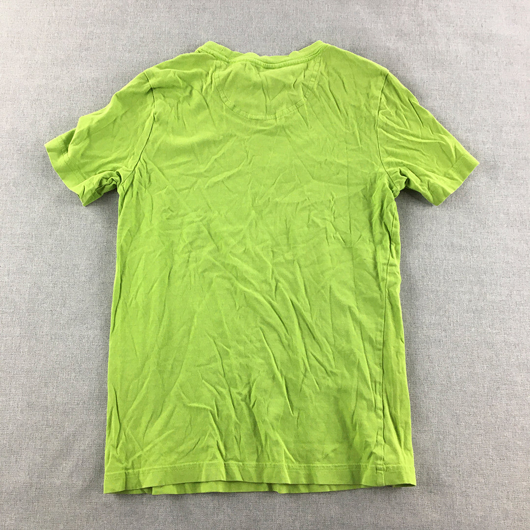 Adidas Kids Boys T-Shirt Youth Size S Green Logo Crew Neck Short Sleeve Top