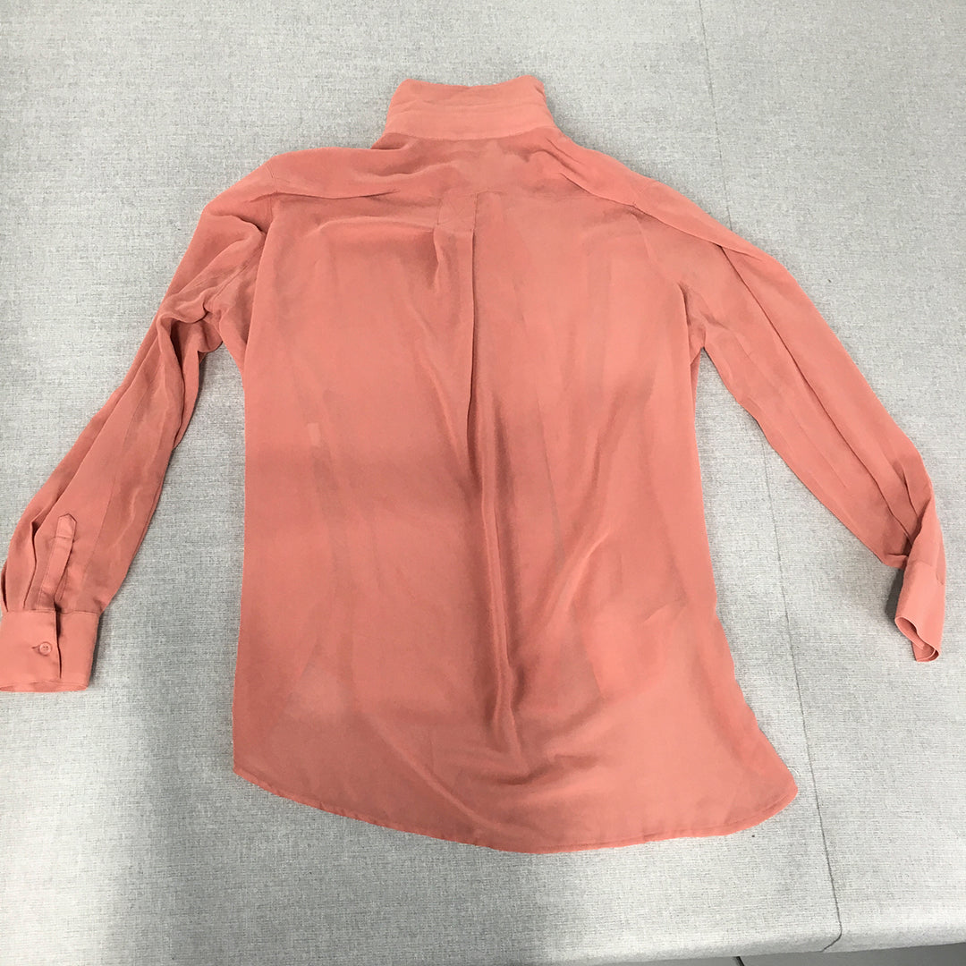 Mink Pink Womens Top Size 6 Pink Long Sleeve Button-Up Shirt