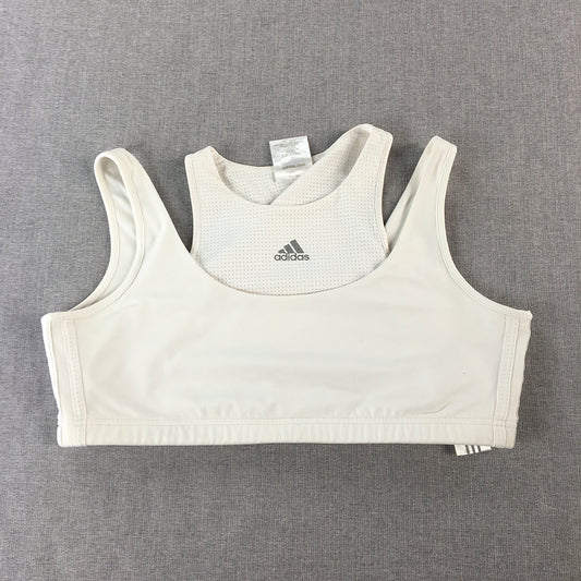 Adidas Womens Layered Top Size 14 White Sleeveless Logo Activewear Gym