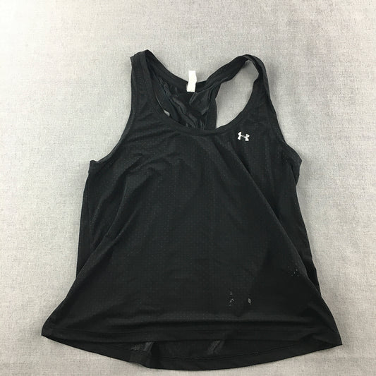 Under Armour Womens Tank Top Size M Black Logo Sleeveless Singlet Shirt