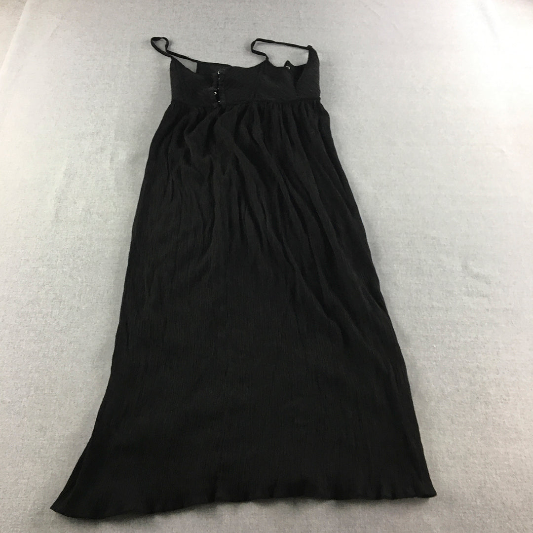 Zara Womens Dress Size S Black Stretch Fabric Midi Sleeveless