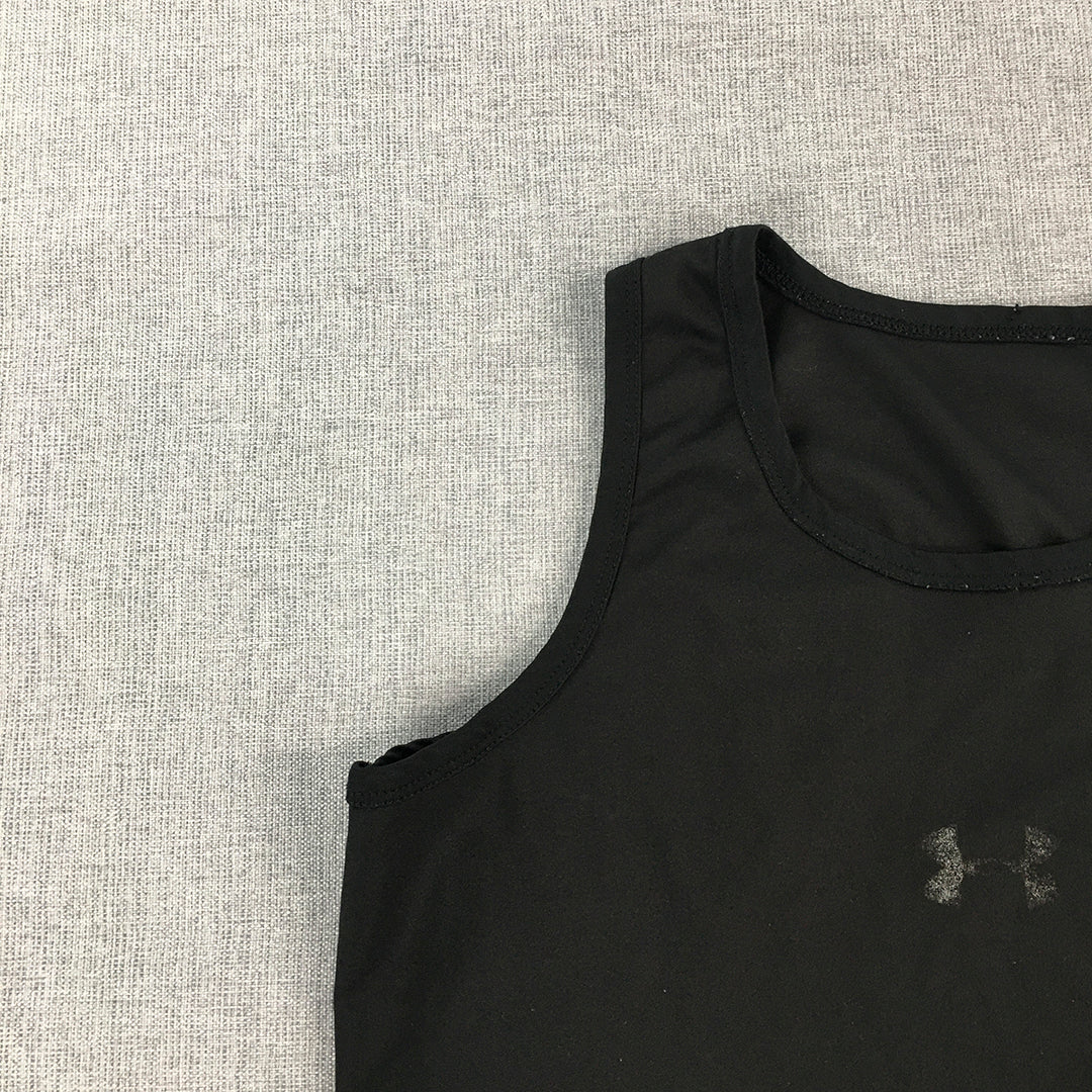 Under Armour Womens Tank Top Size S Black Logo Sleeveless Singlet Shirt