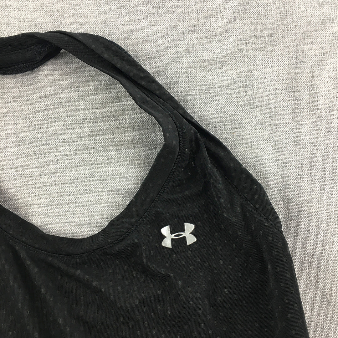 Under Armour Womens Tank Top Size M Black Logo Sleeveless Singlet Shirt