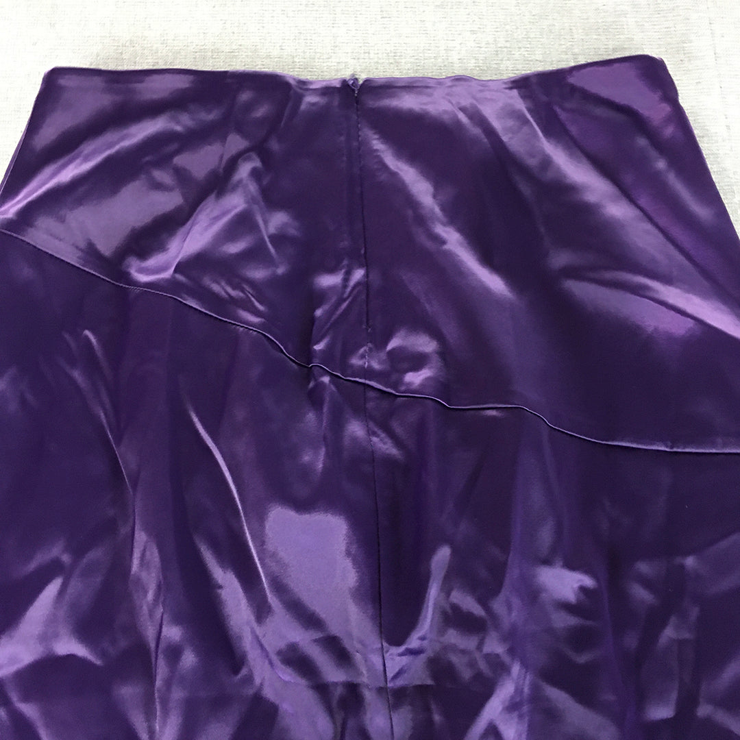 NEW Marthea Womens Skirt Size S Purple Shiny Long Length Maxi