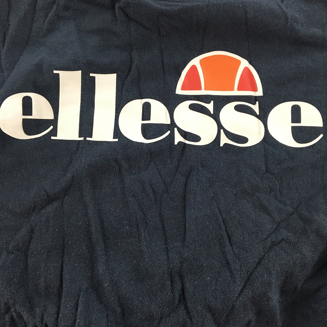 Ellesse Kids Boys T-Shirt Youth Size S Blue Big Logo Crew Neck Tee