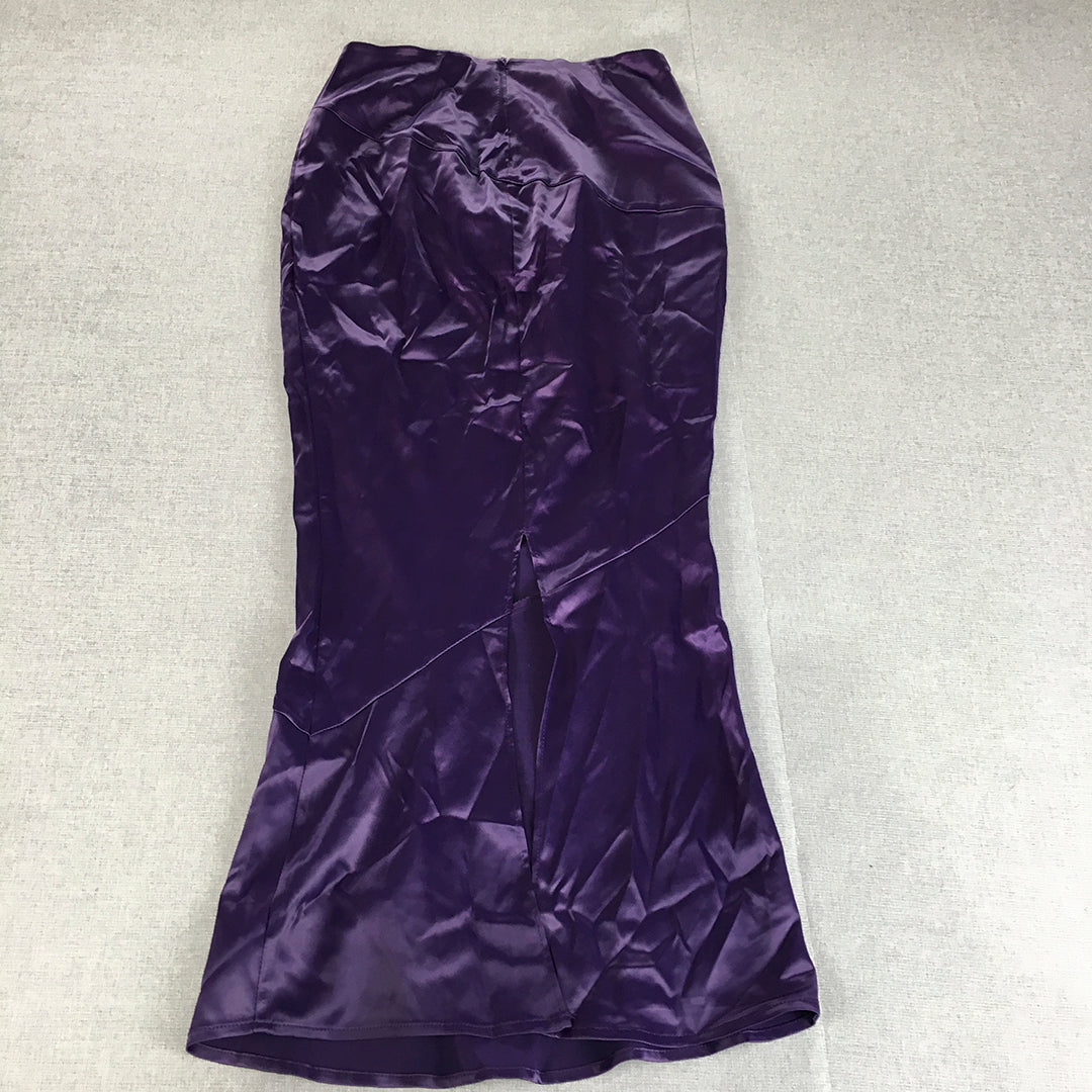 NEW Marthea Womens Skirt Size S Purple Shiny Long Length Maxi