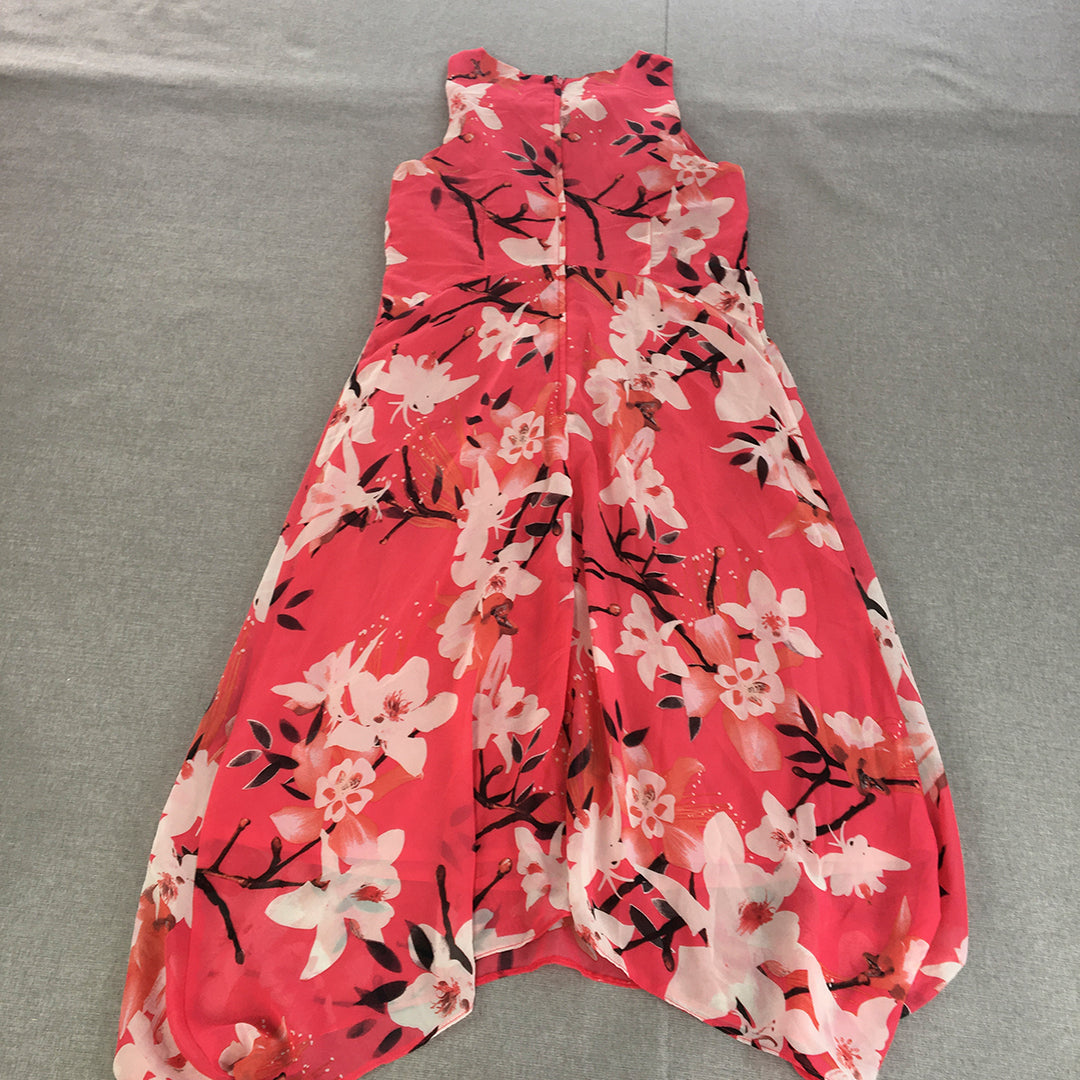 Khoko Womens A-Line Dress Size 10 Pink Sleeveless Midi Floral