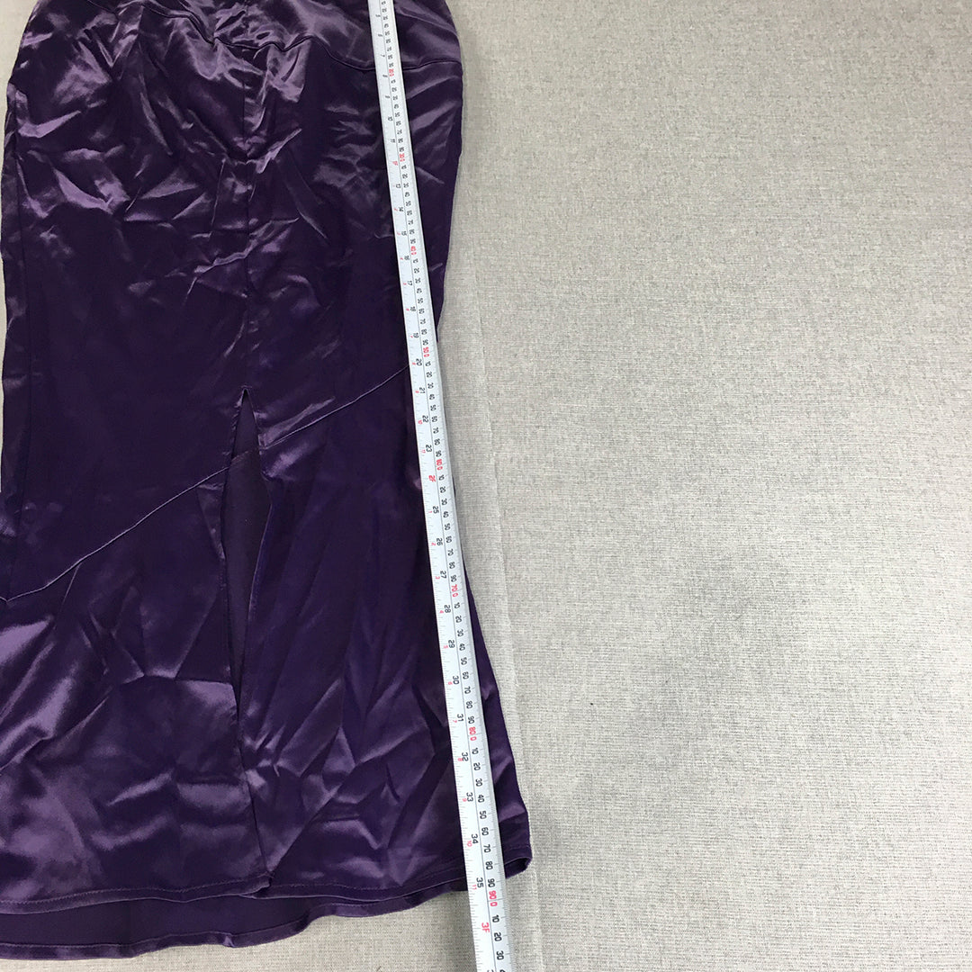 NEW Marthea Womens Skirt Size S Purple Shiny Long Length Maxi