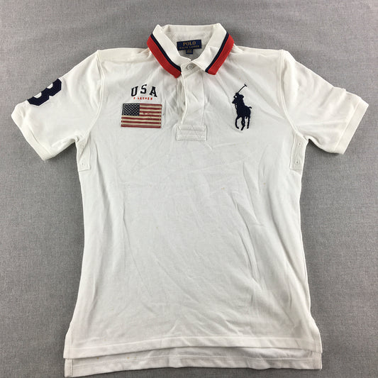 Polo Ralph Lauren Kids Boys Shirt Youth Size L White Big Pony Logo Rugby