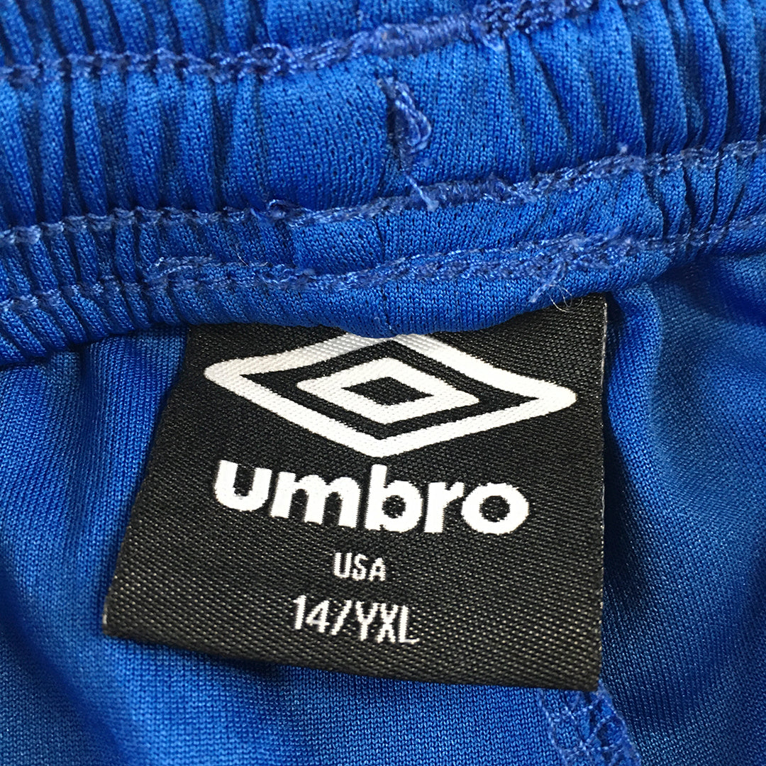 Umbro Kids Boys Shorts Size 14 (Youth XL) Blue Logo Drawstring Football