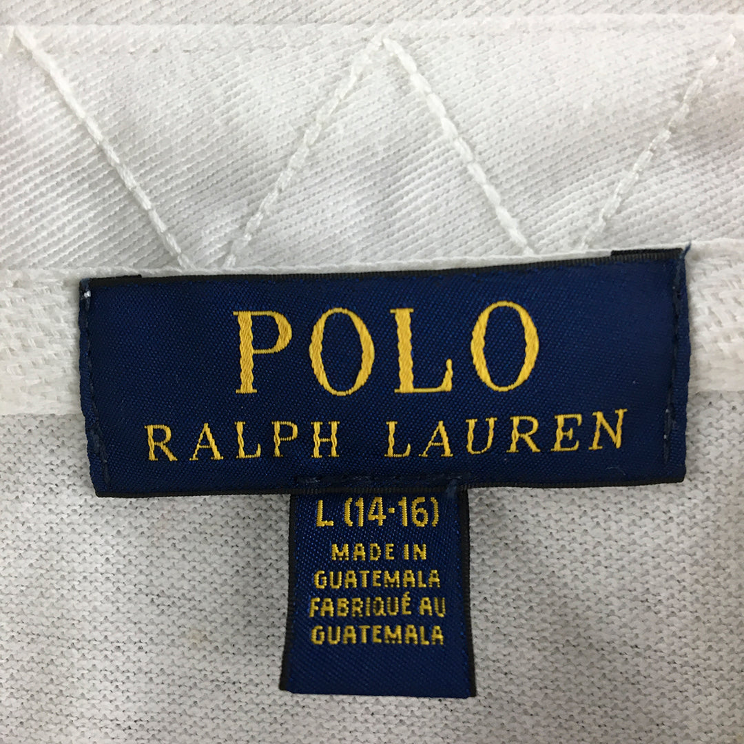 Polo Ralph Lauren Kids Boys Shirt Youth Size L White Big Pony Logo Rugby