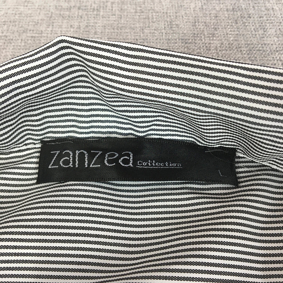 Zanzea Collection Womens Shirt Dress Size L Black White Striped Full Length