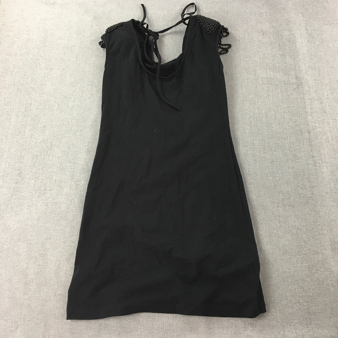 Otto Mode Womens Mini Dress Size S Black Bead Accent Sleeveless Stretch