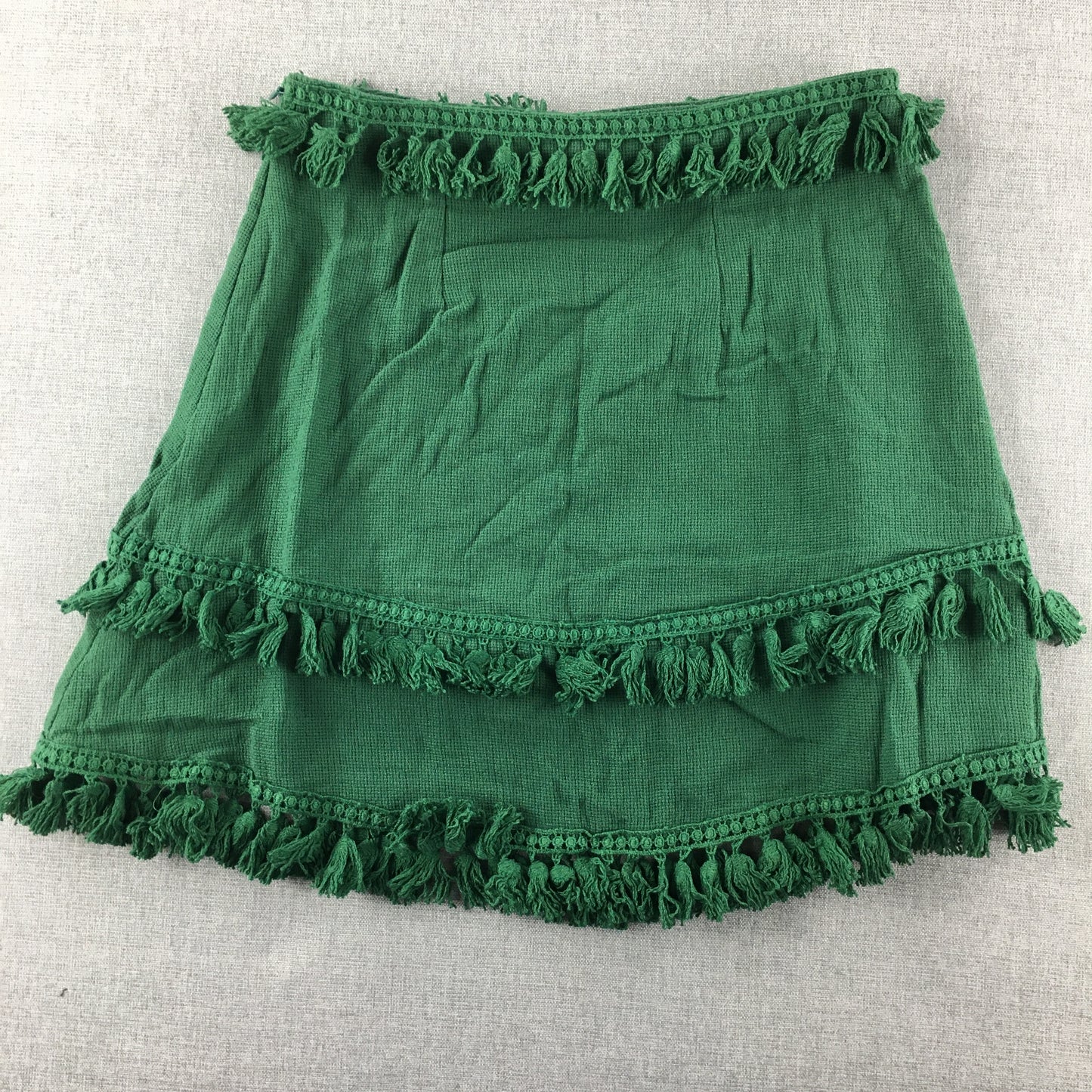 Indikah Womens Mini Skirt Size 6 Green Frilled