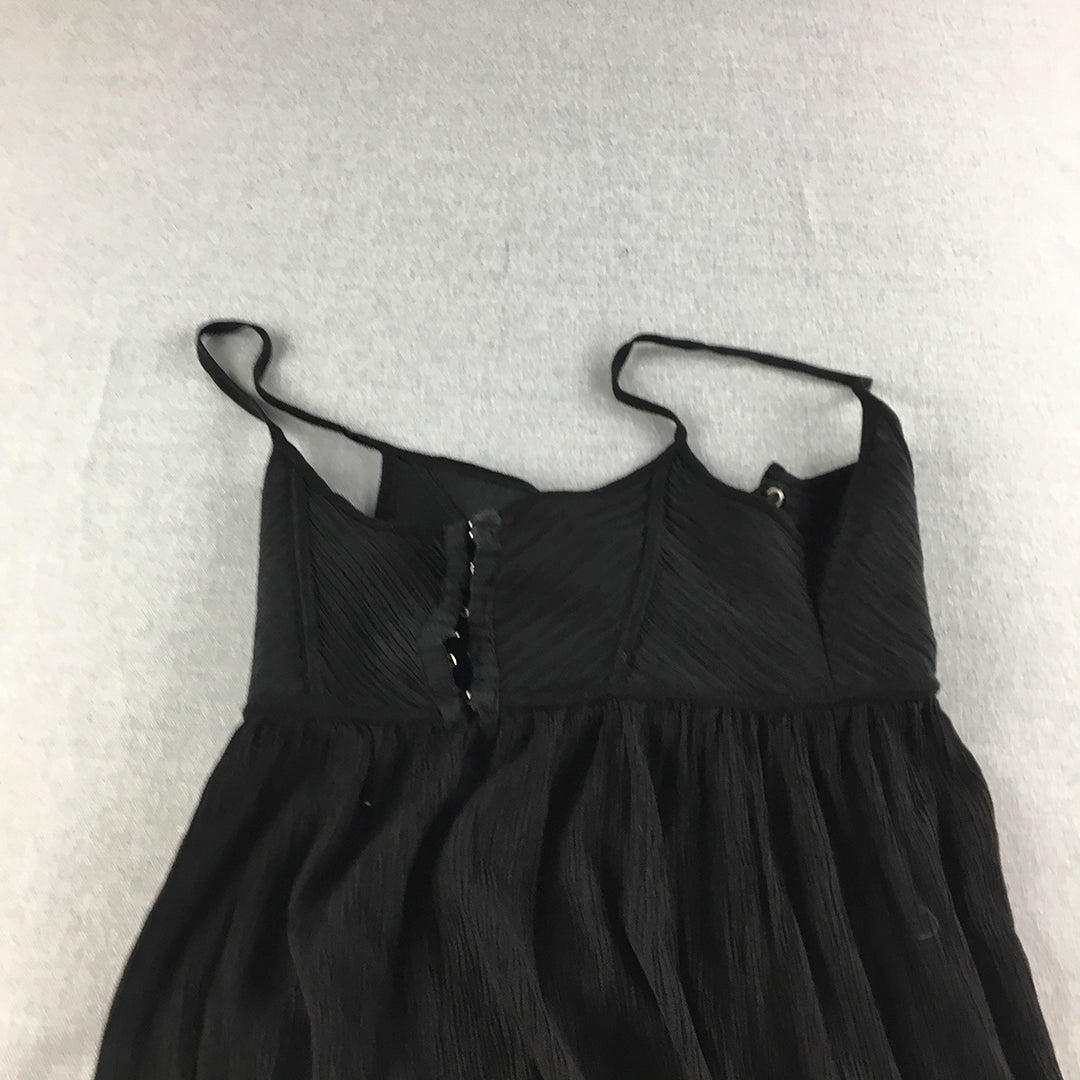 Zara Womens Dress Size S Black Stretch Fabric Midi Sleeveless