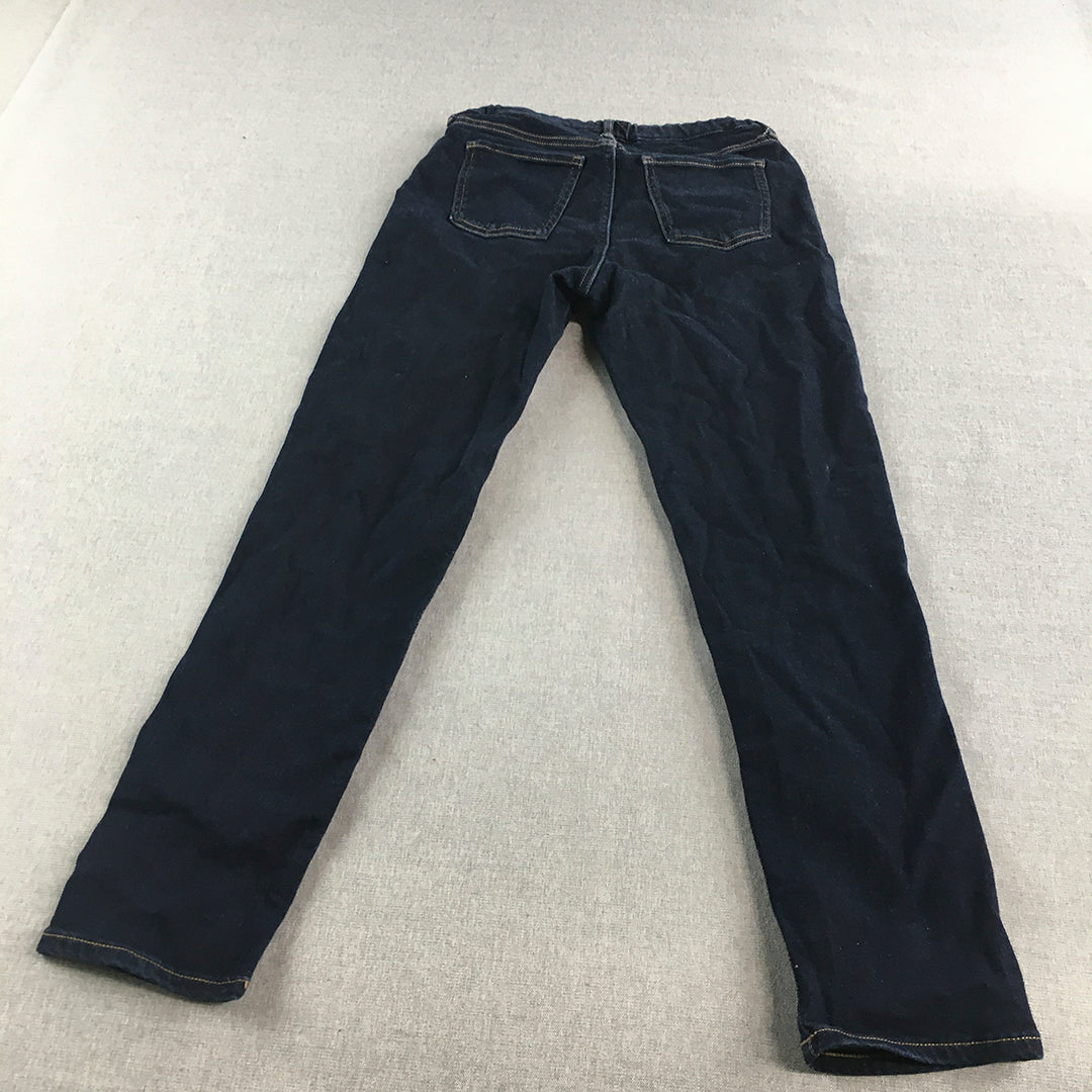 Uniqlo Kids Boys Jeans Youth Size L (13) Blue Dark Wash Straight Leg Denim