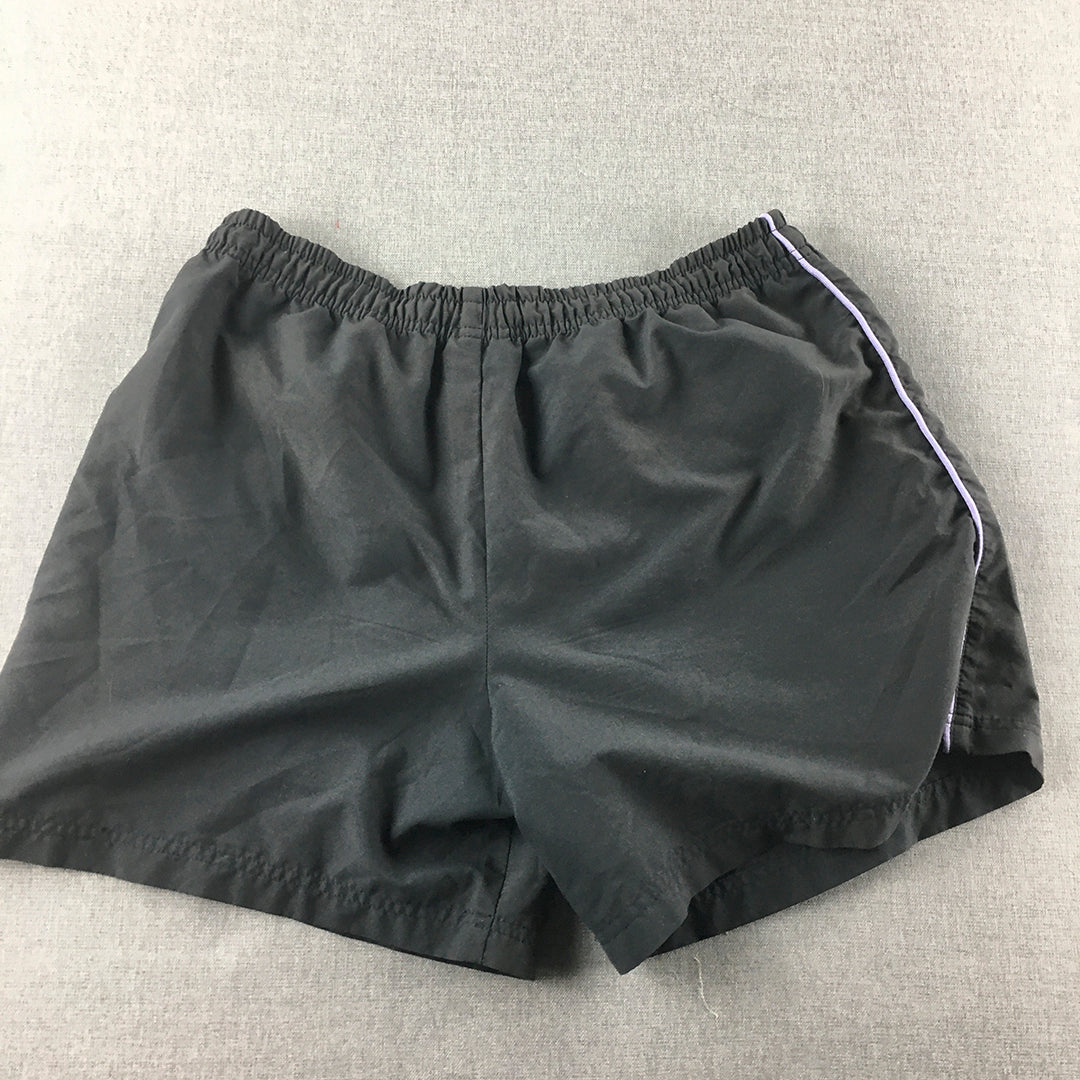 Adidas Womens Shorts Size 10 Black & Purple Embroidered Logo Pockets