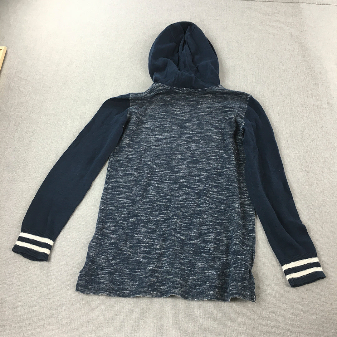 H&M Kids Boys Hoodie Sweater Size 9 - 10 Years Blue Knit Pullover Jumper