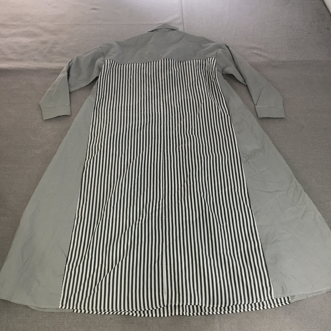 Zanzea Collection Womens Shirt Dress Size L Black White Striped Full Length