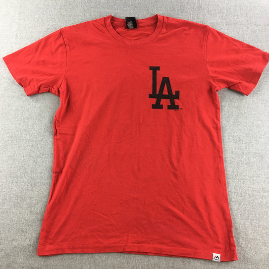 Los Angeles Dodgers Mens T-Shirt Size M Majestic MLB Baseball Tee Red