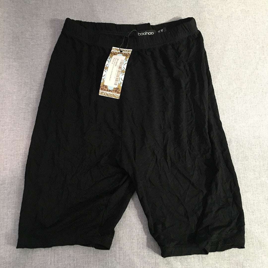 NEW Boohoo Womens Cycling Shorts Size 10 Black Stretch Fabric Bike