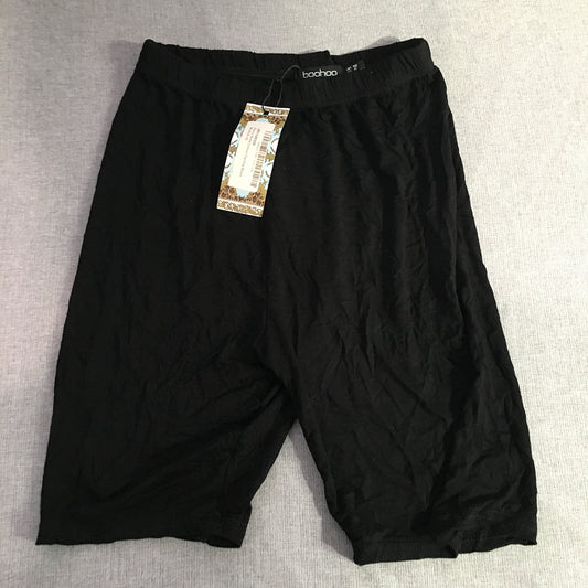 NEW Boohoo Womens Cycling Shorts Size 10 Black Stretch Fabric Bike