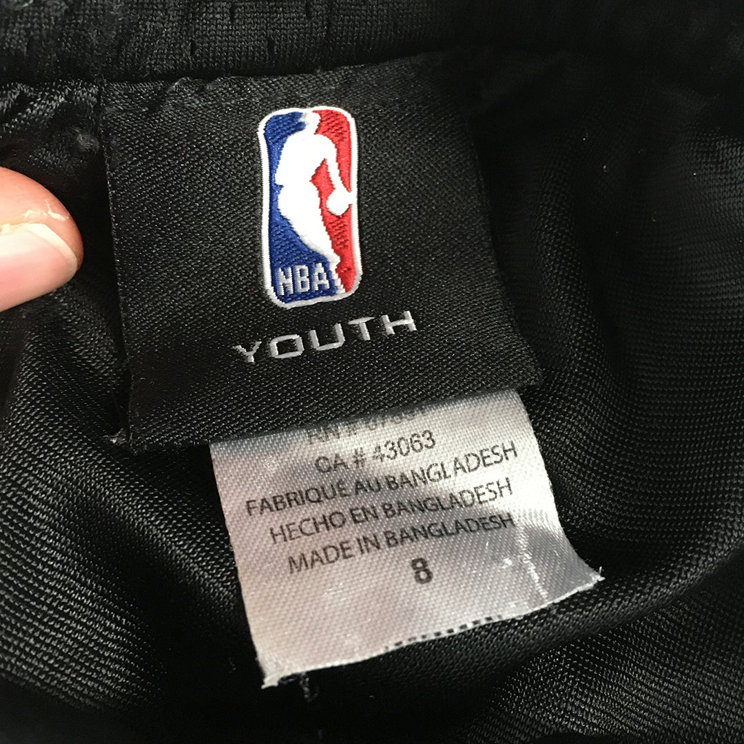 NBA Basketball Kids Boys Shorts Size 8 Black Logo Drawstring