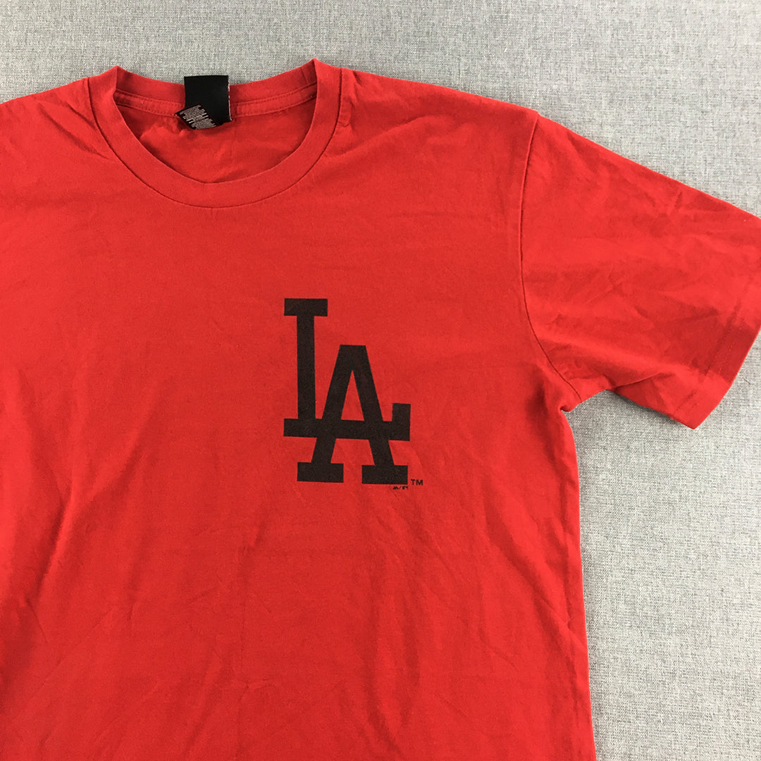 Los Angeles Dodgers Mens T-Shirt Size M Majestic MLB Baseball Tee Red